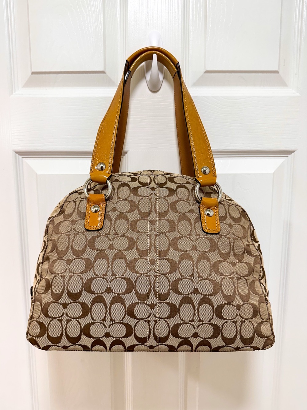 Coach Soho Buckle Dome Satchel Signature Jacquard Patent Leather Trim Bag - Picture 5 of 16